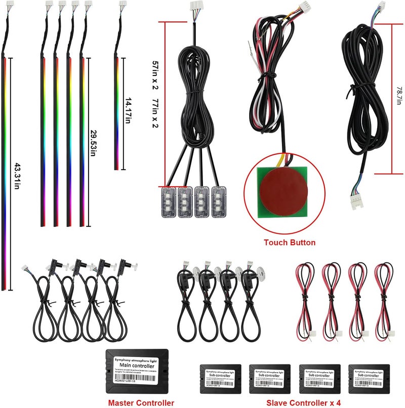WEBUPAR Dreamcolor Acrylic Interior Car Lights, Car Accessories 18 in 1 Car LED Strip Lights with APP Control and 213 Modes, 175 inches 593 LEDs Fiber Optic Lights, RGB Neon Car Lighting - Image 5